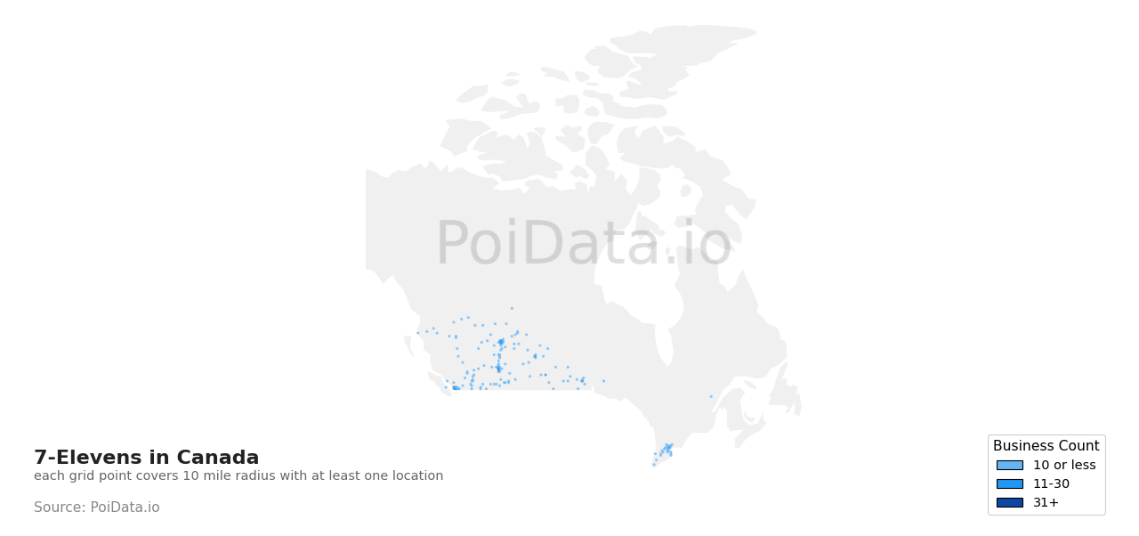 7-Eleven density map for Canada