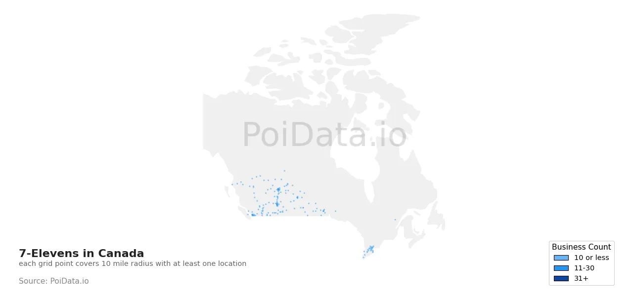 7-Eleven density map for Canada