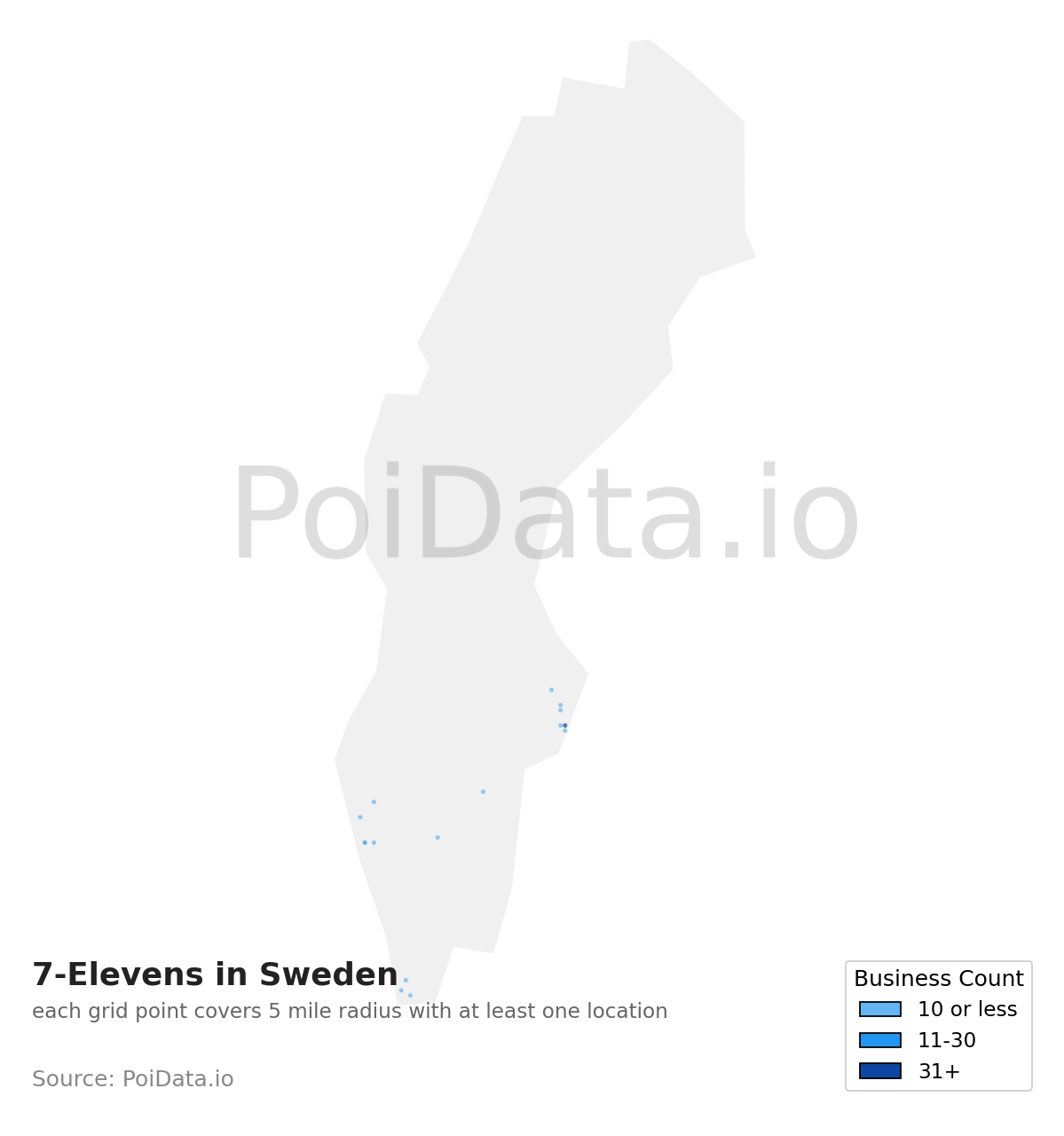 7-Eleven density map for Sweden