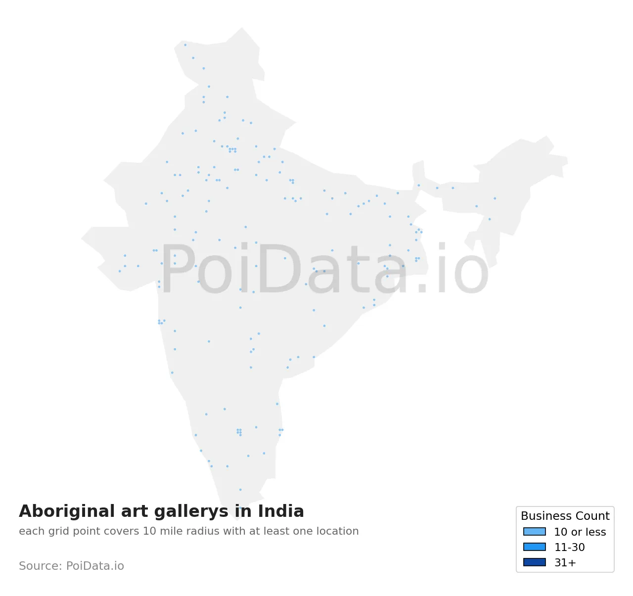 Aboriginal art gallery density map for India