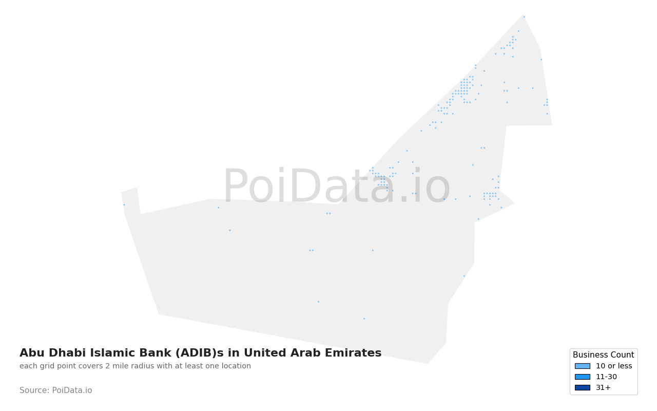 Abu Dhabi Islamic Bank (ADIB) density map for United Arab Emirates
