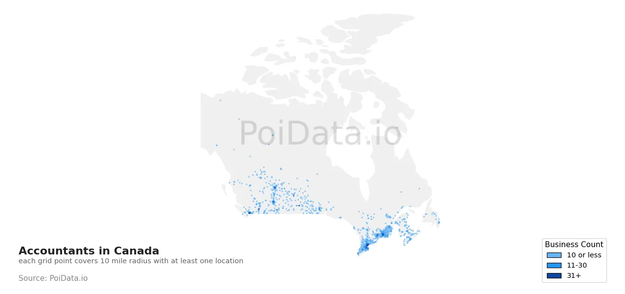 Accountant density map for Canada