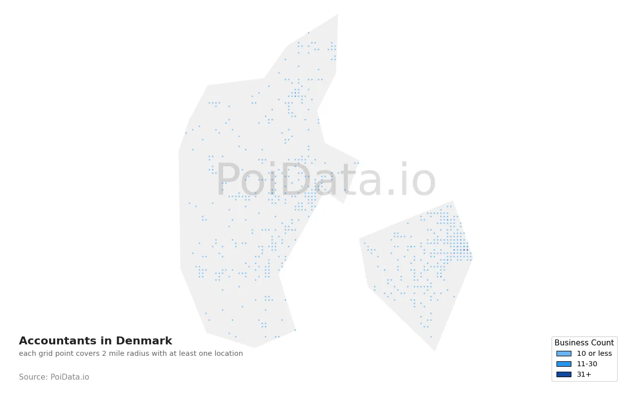 Accountant density map for Denmark