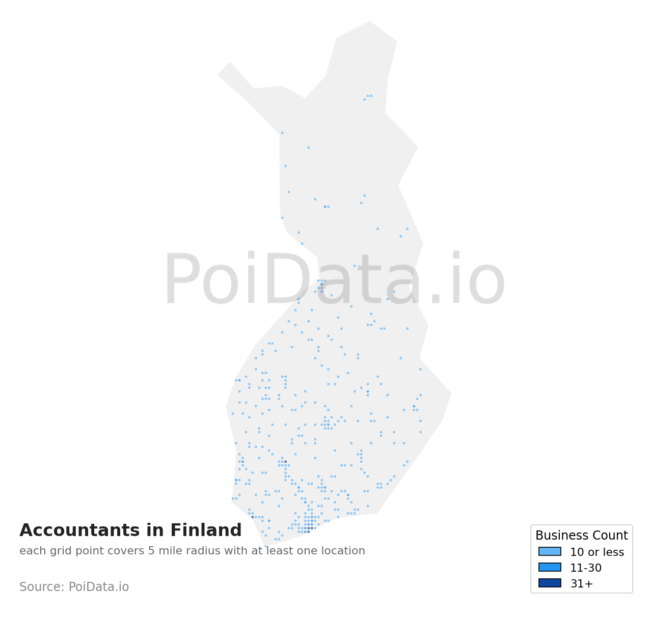Accountant density map for Finland