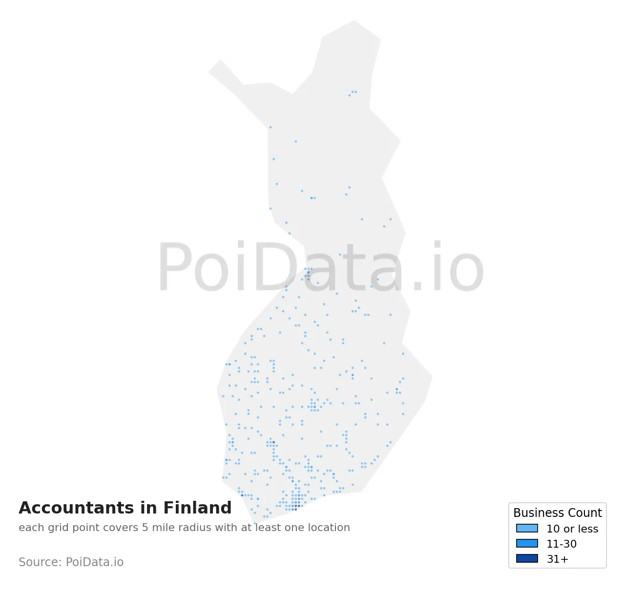 Accountant density map for Finland
