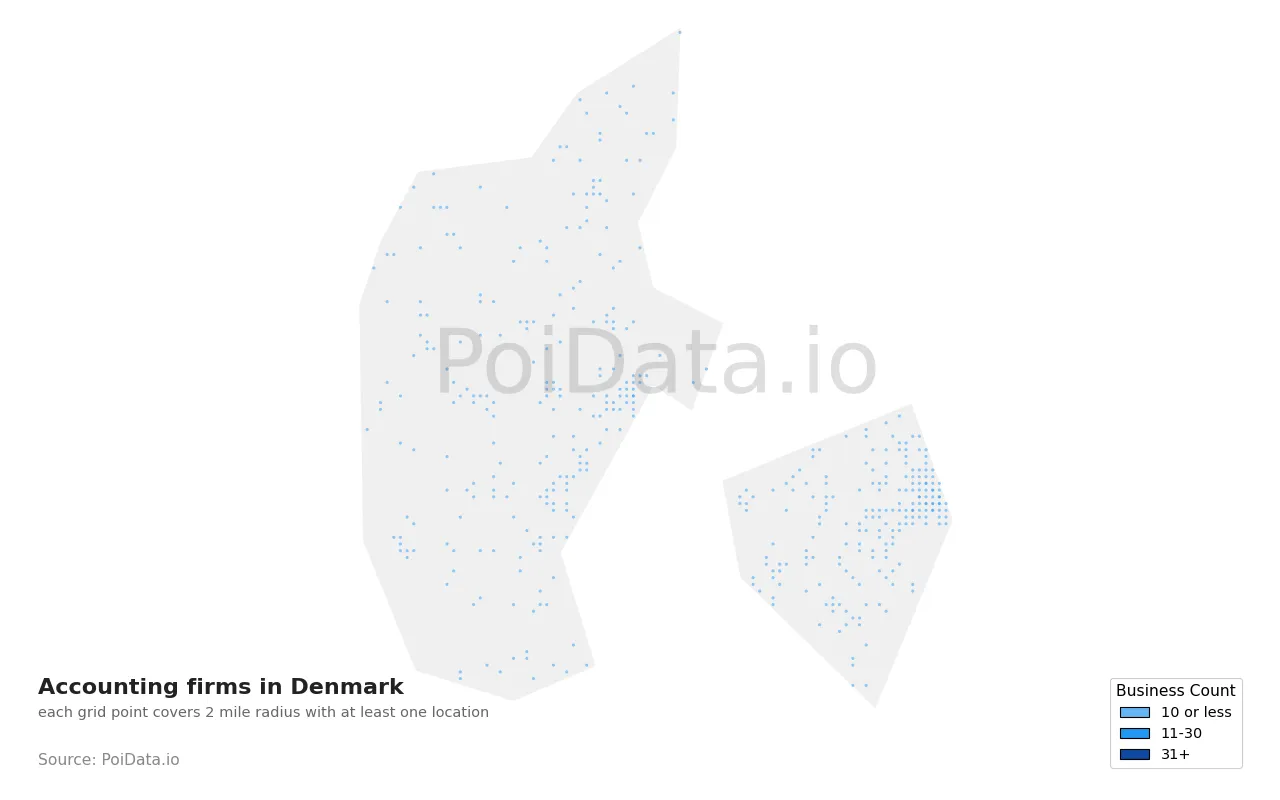 Accounting firm density map for Denmark