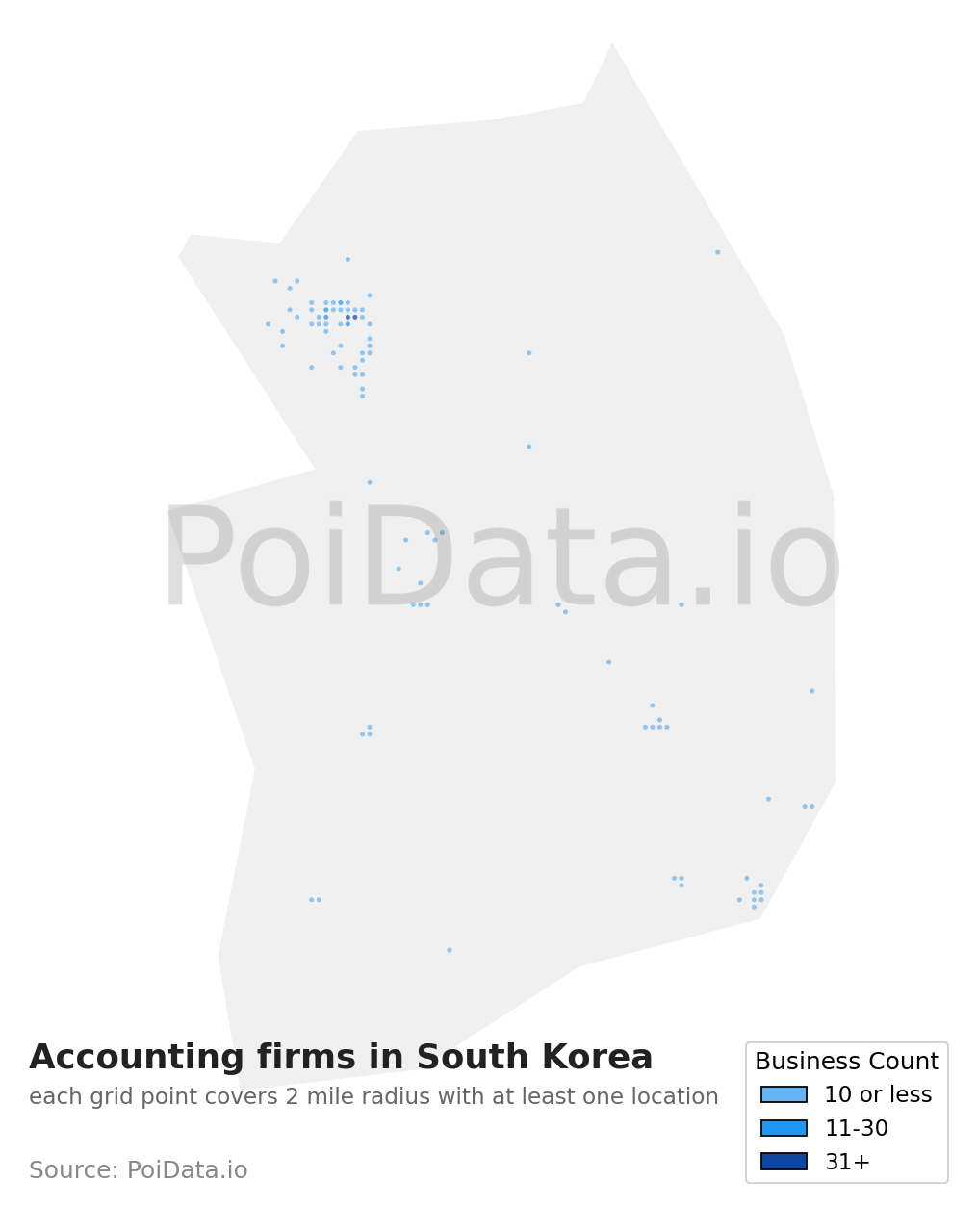 Accounting firm density map for South Korea