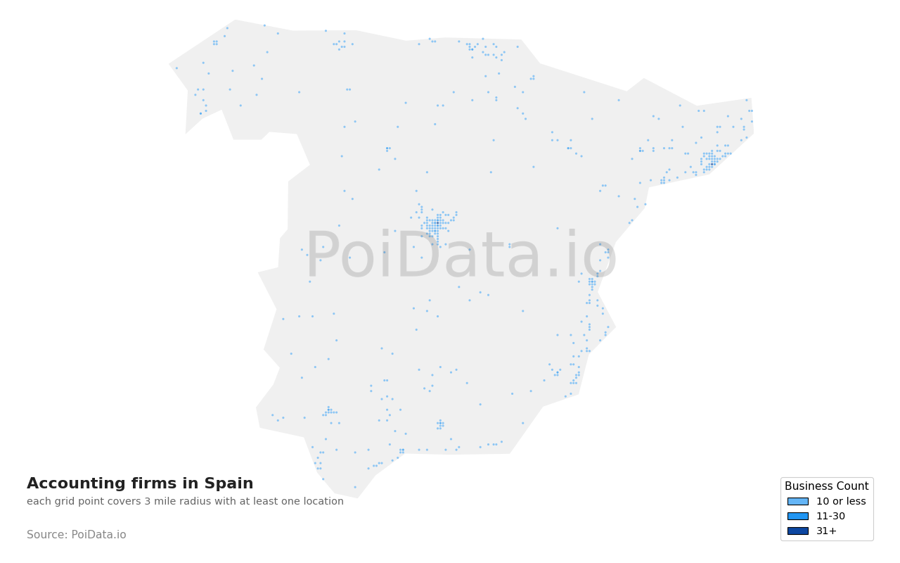 Accounting firm density map for Spain