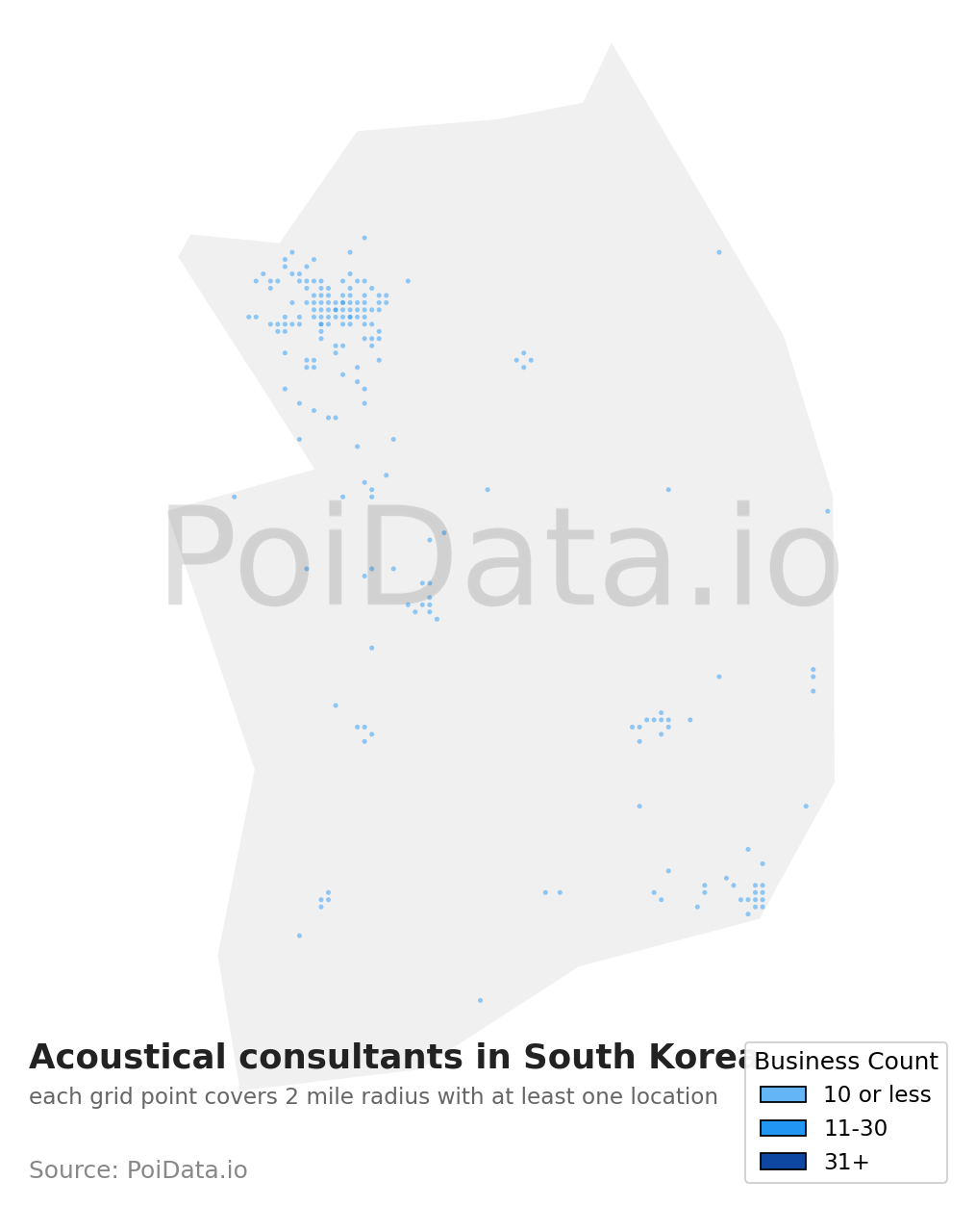 Acoustical consultant density map for South Korea