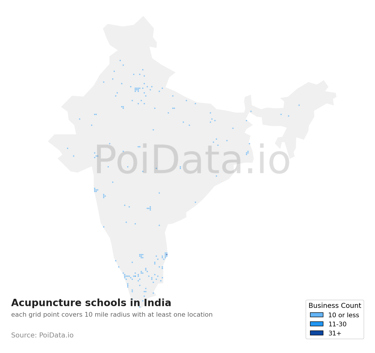 Acupuncture school density map for India