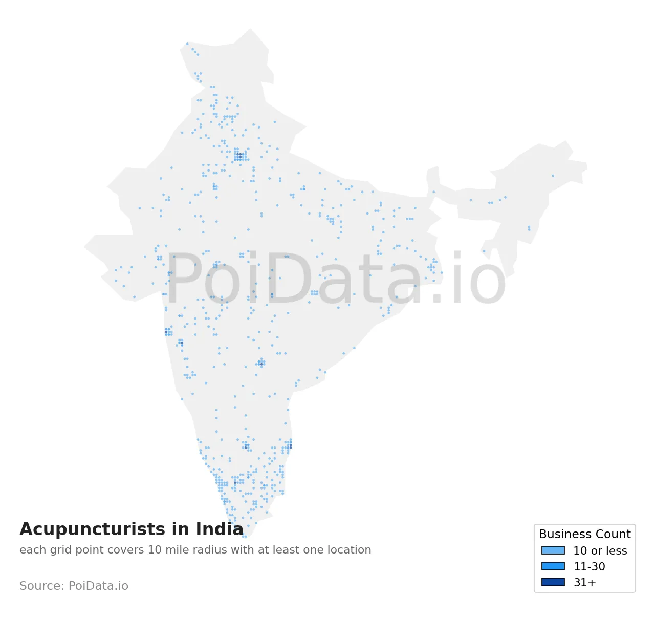 Acupuncturist density map for India