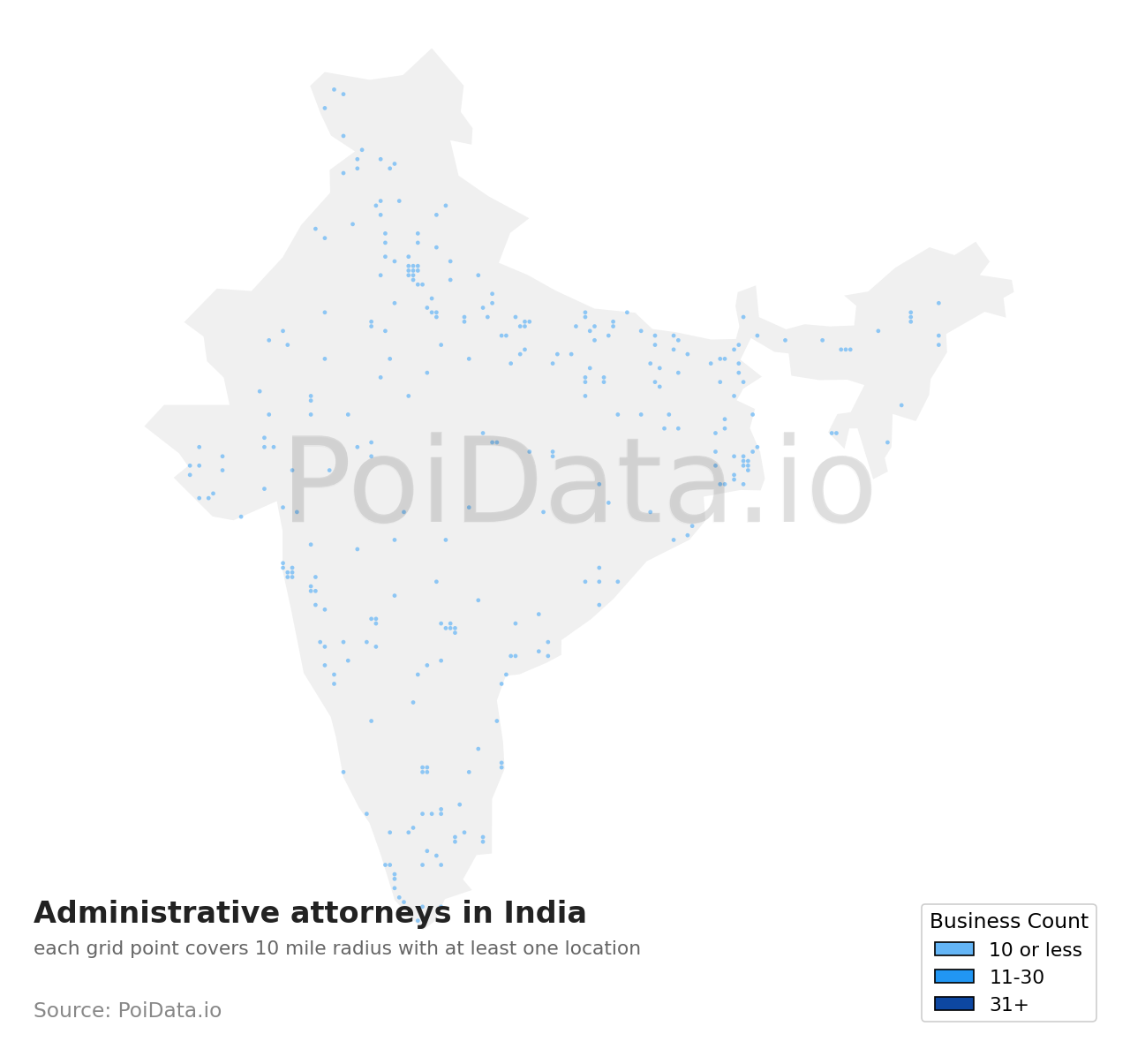 Administrative attorney density map for India