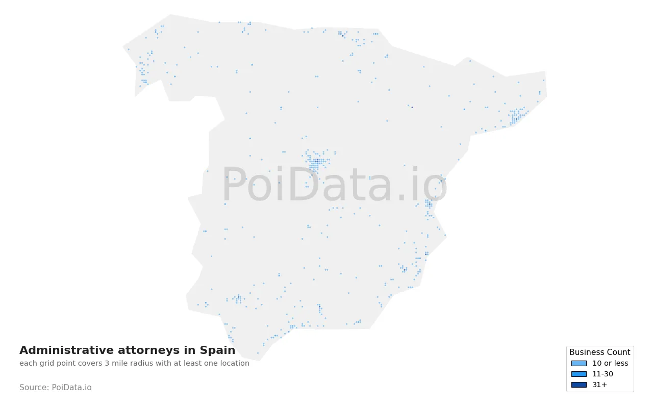 Administrative attorney density map for Spain