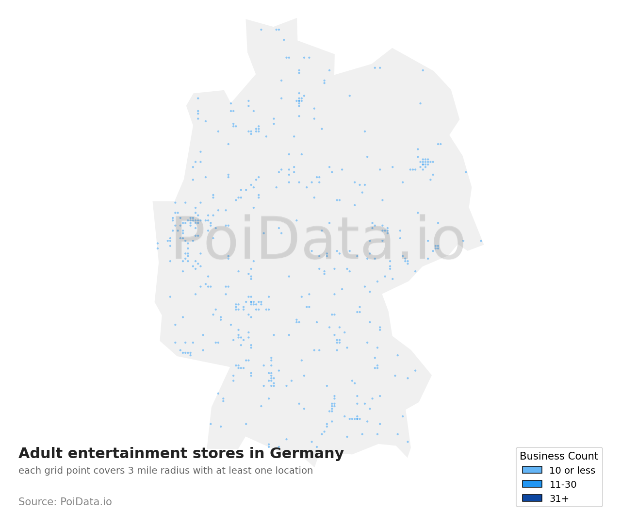 Adult entertainment store density map for Germany