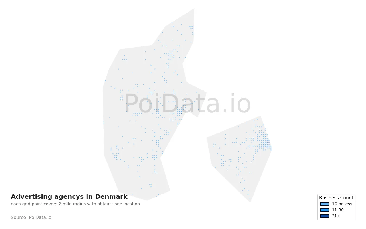 Advertising agency density map for Denmark