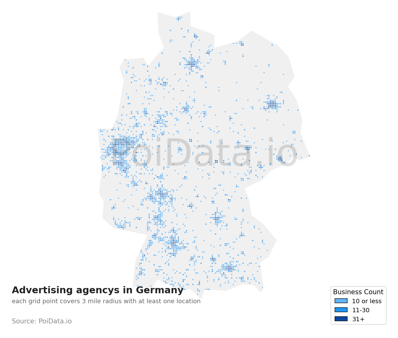 Advertising agency density map for Germany