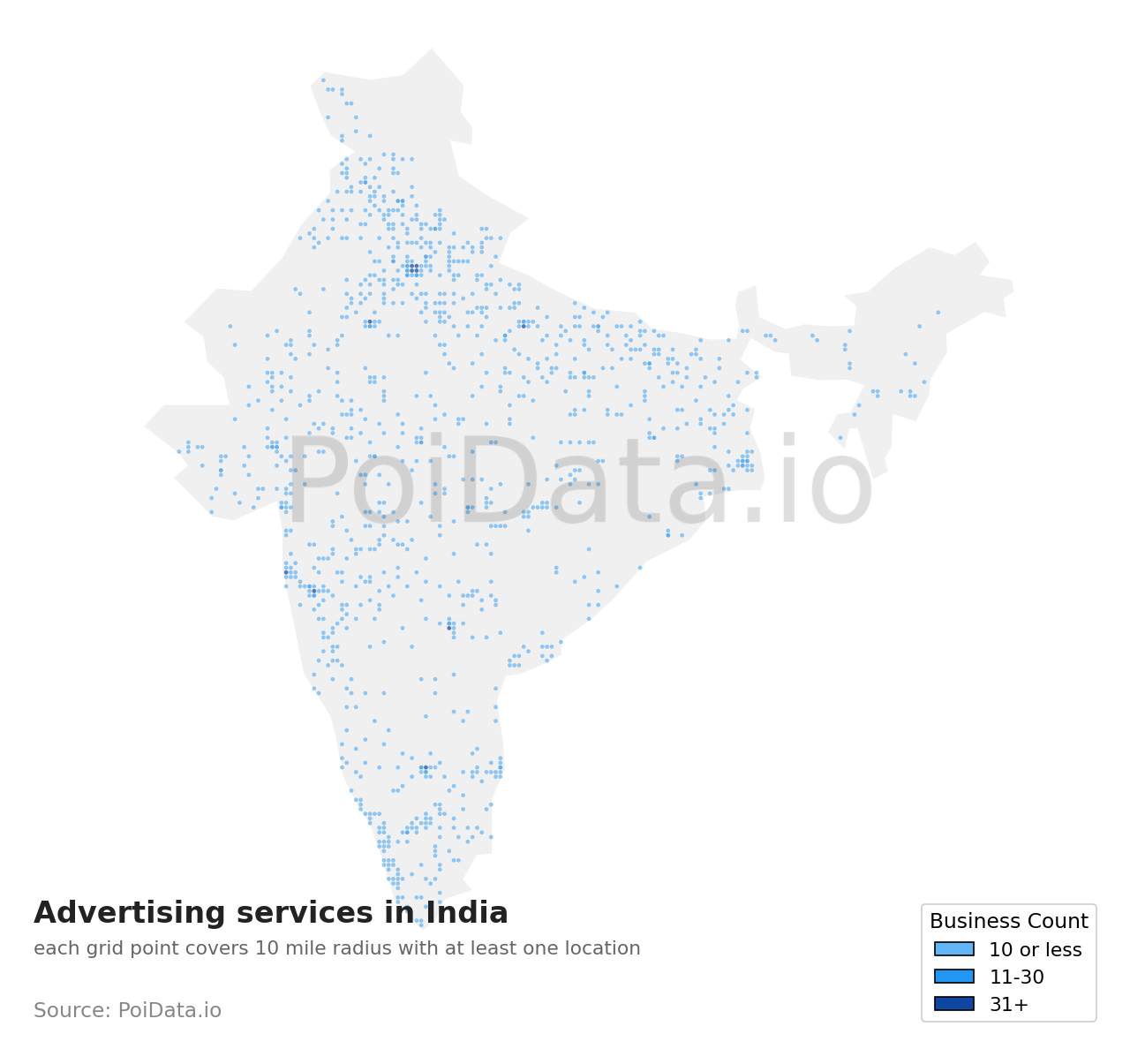 Advertising service density map for India