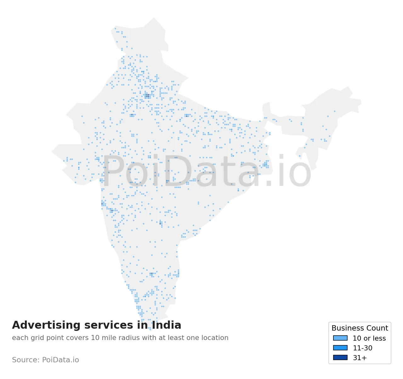 Advertising service density map for India