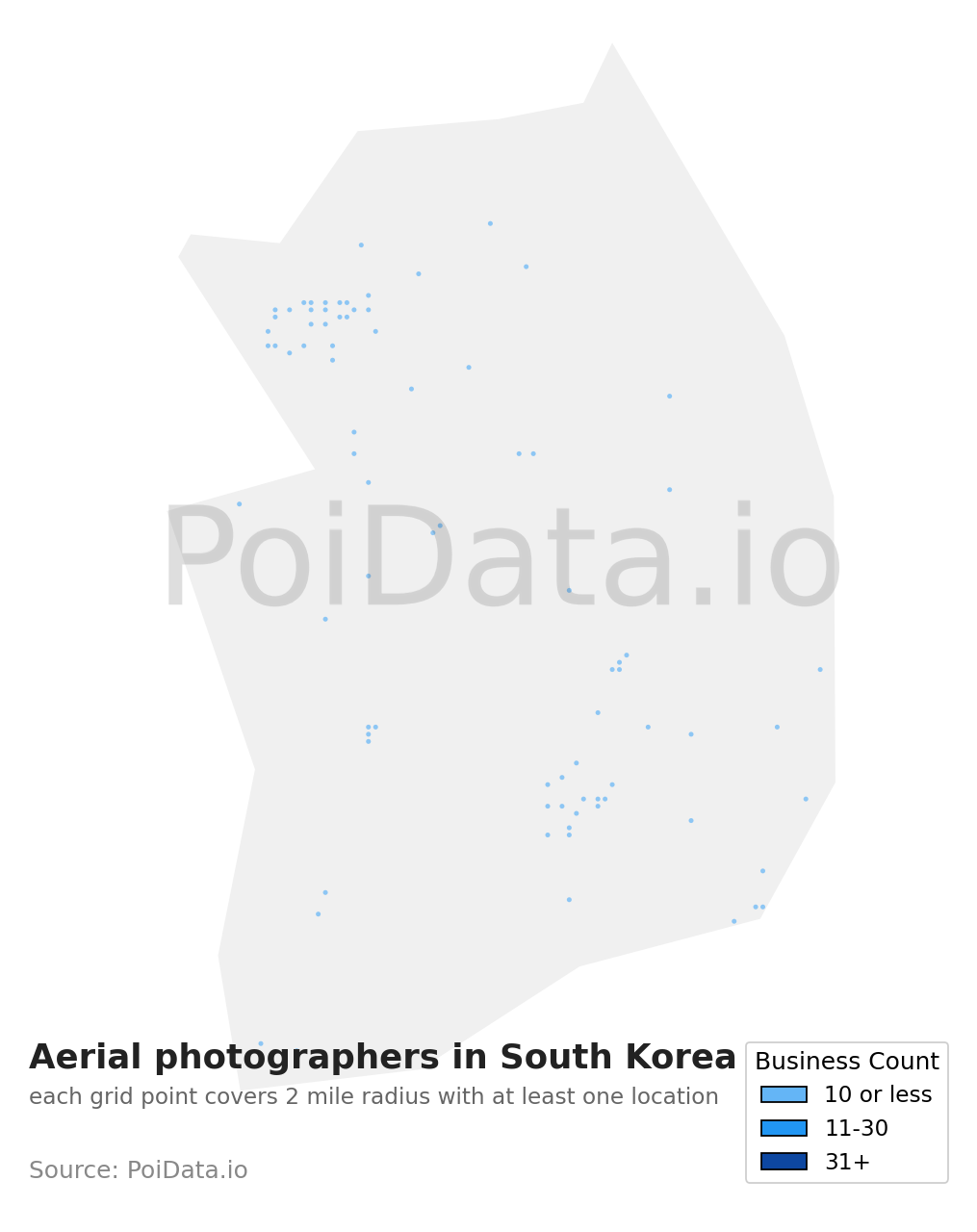 Aerial photographer density map for South Korea