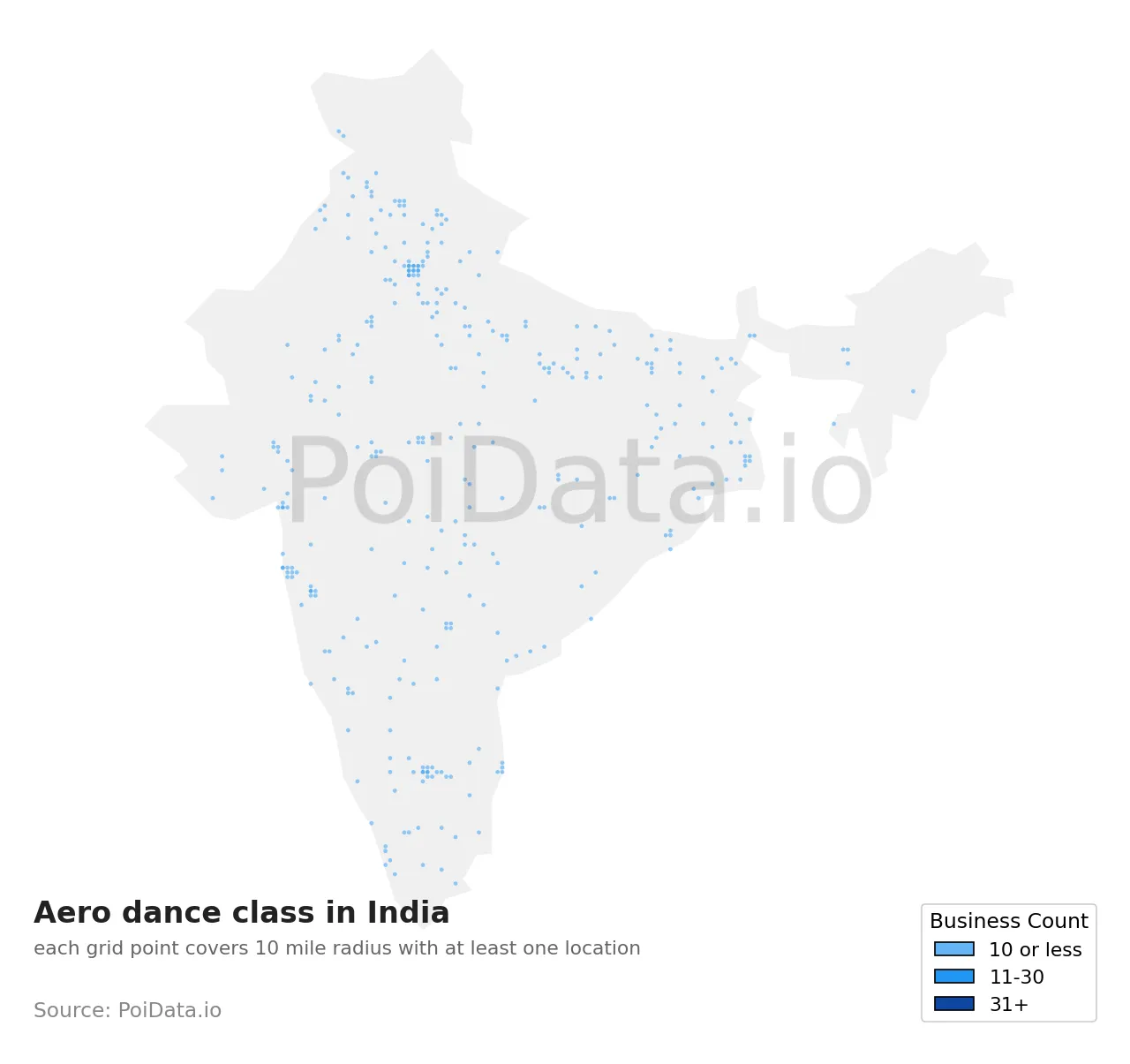 Aero dance class density map for India