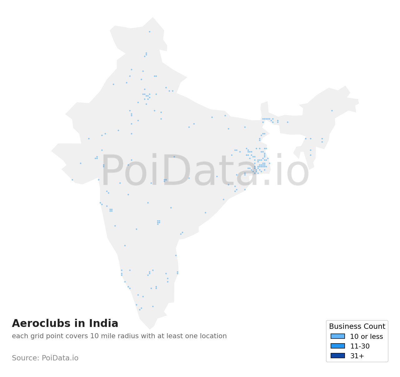 Aeroclub density map for India