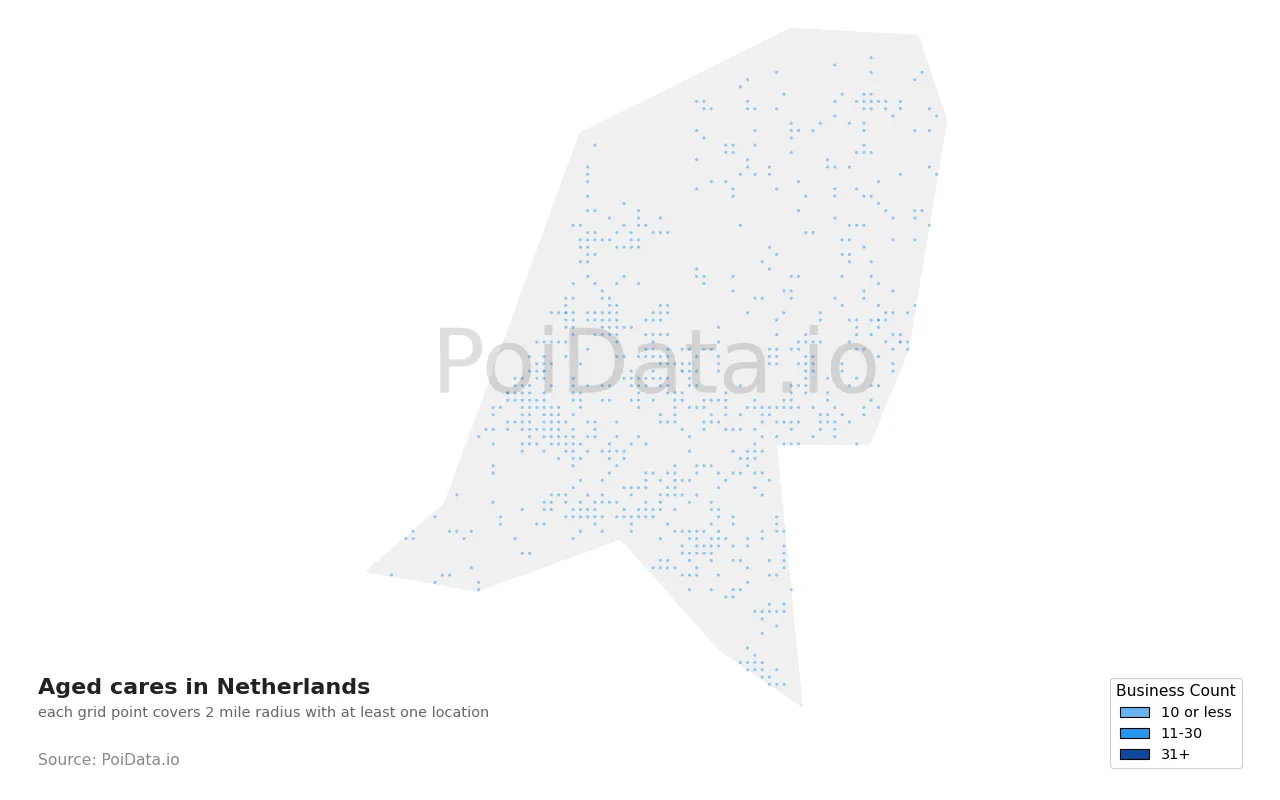 Aged care density map for Netherlands