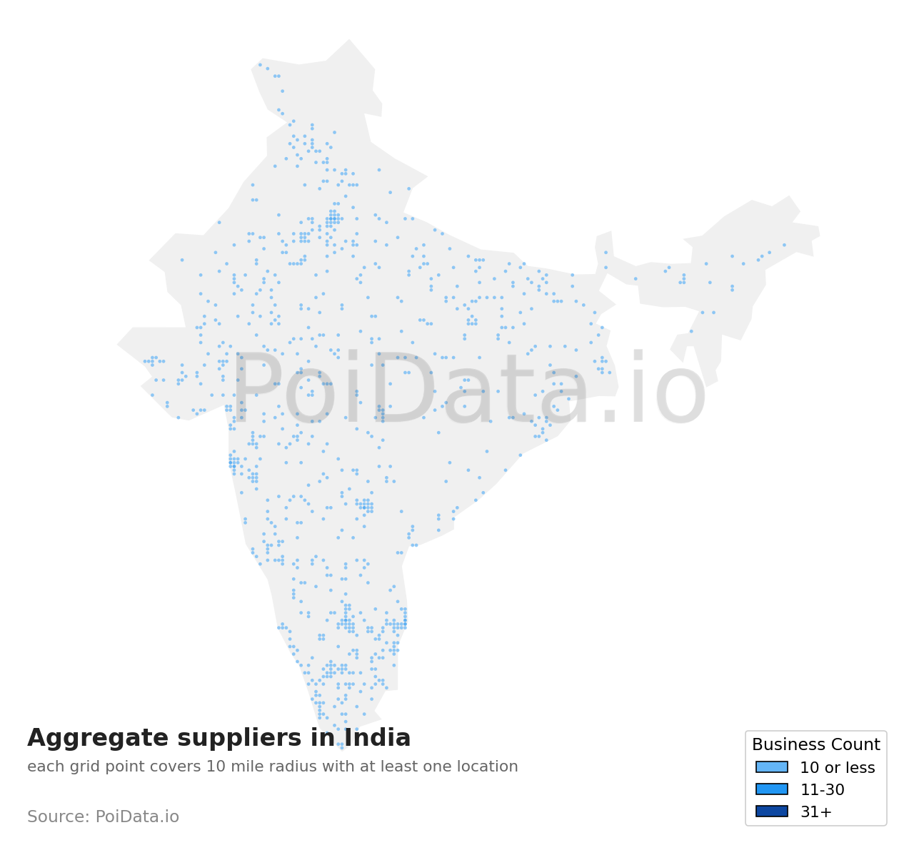 Aggregate supplier density map for India