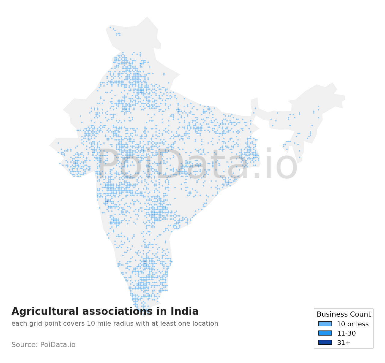 Agricultural association density map for India