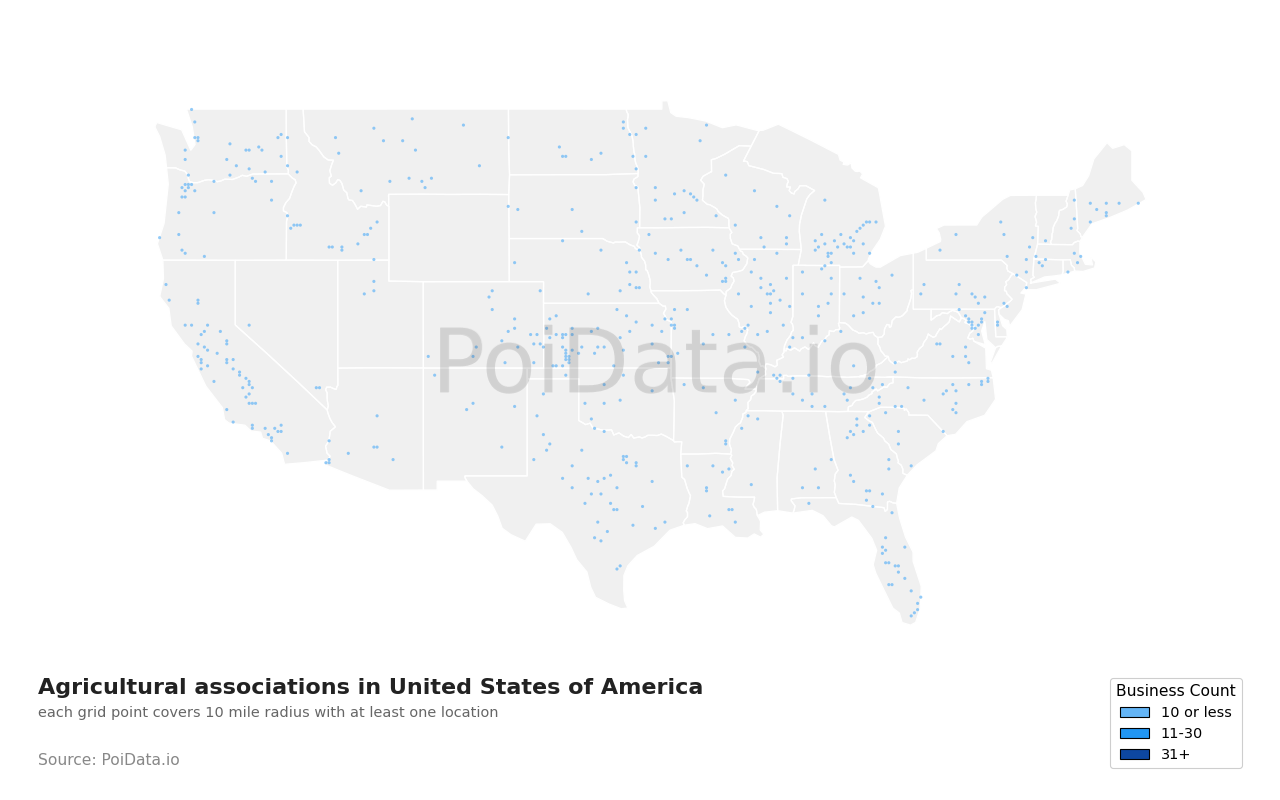 Agricultural association density map for United States