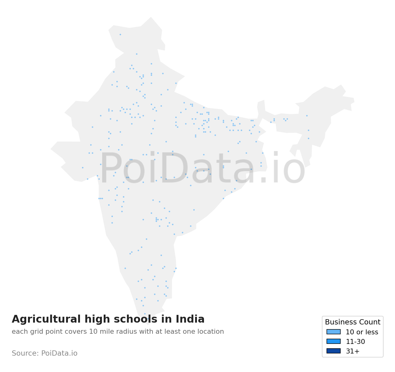Agricultural high school density map for India