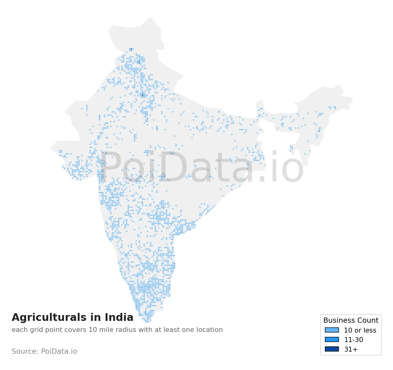 Agricultural density map for India