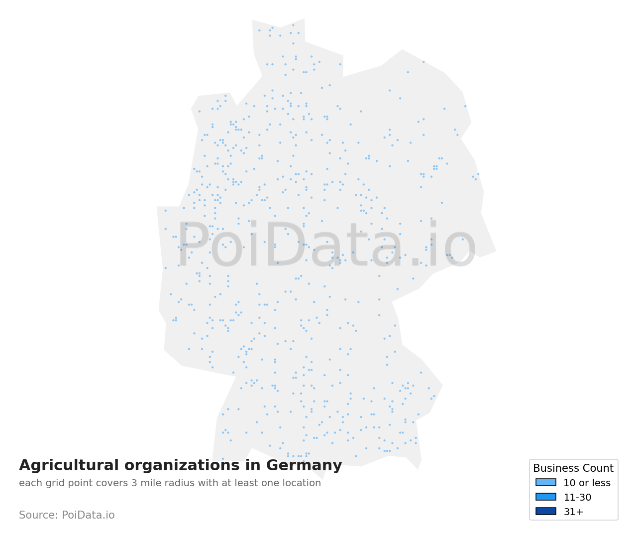 Agricultural organization density map for Germany