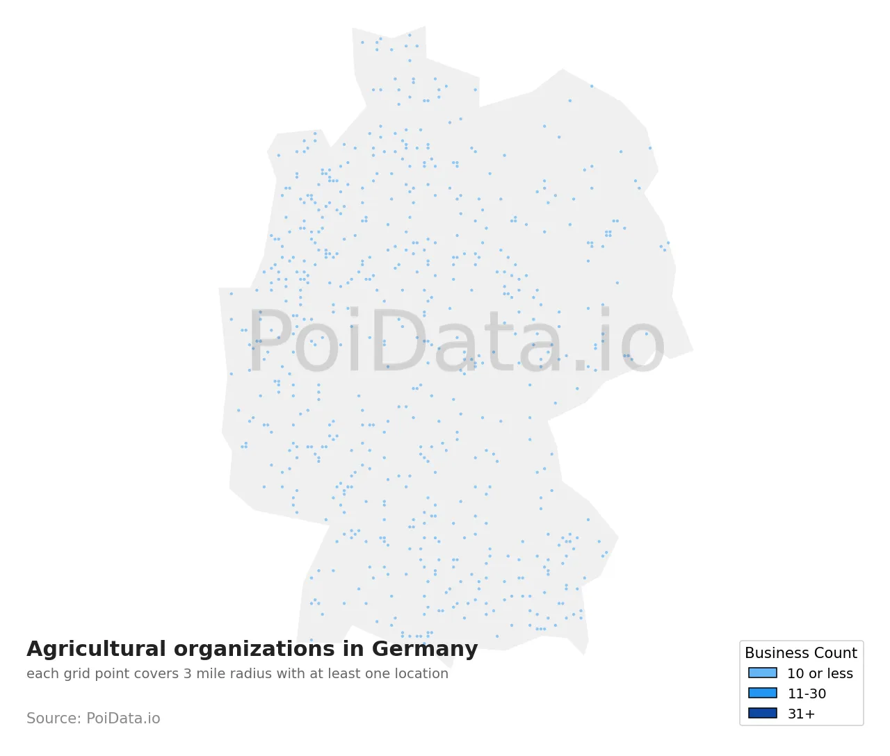 Agricultural organization density map for Germany