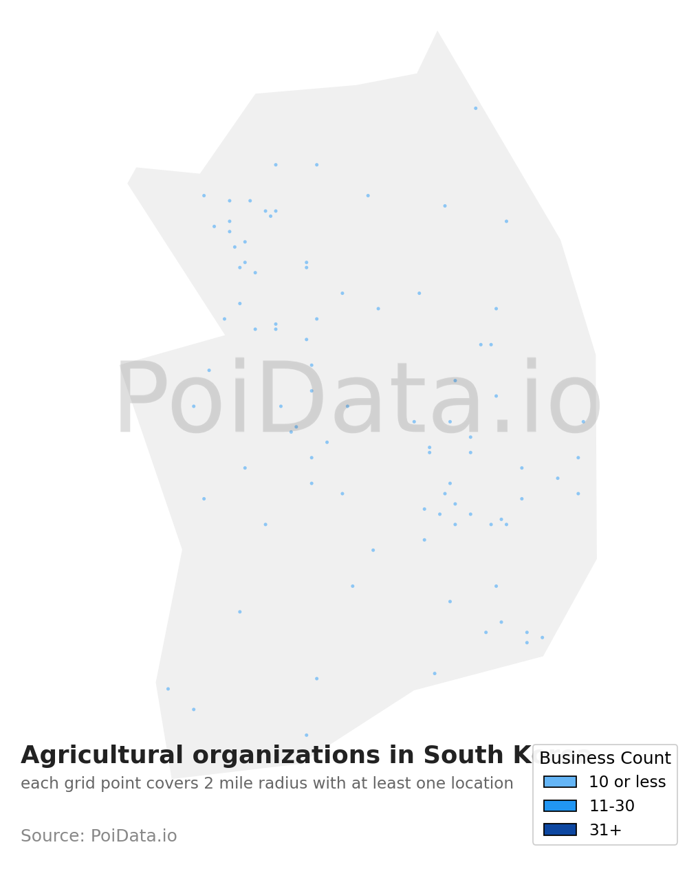 Agricultural organization density map for South Korea