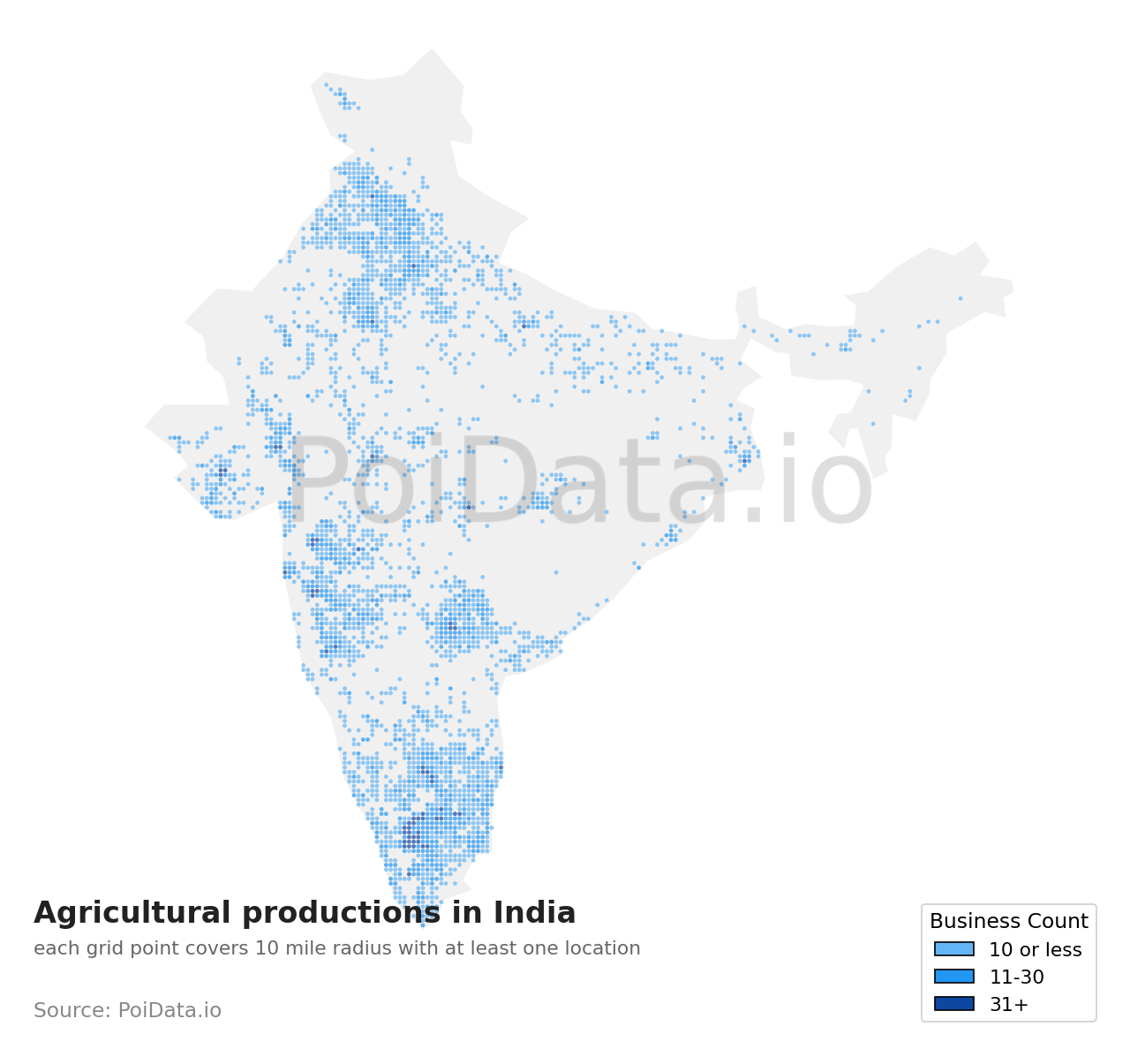 Agricultural production density map for India