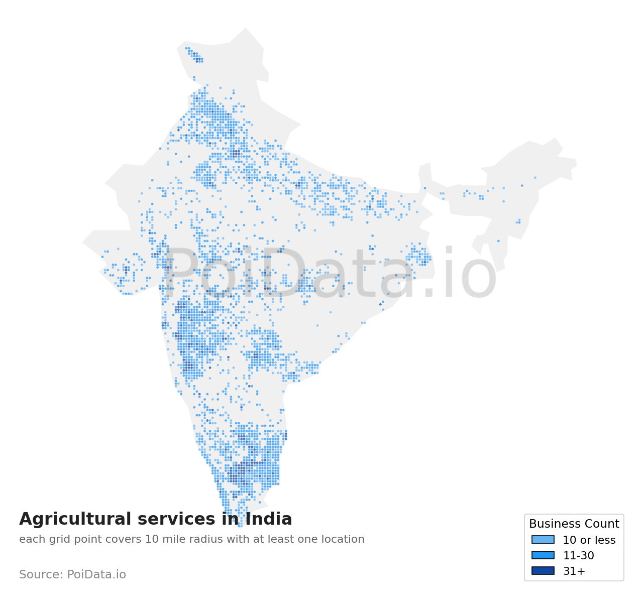 Agricultural service density map for India