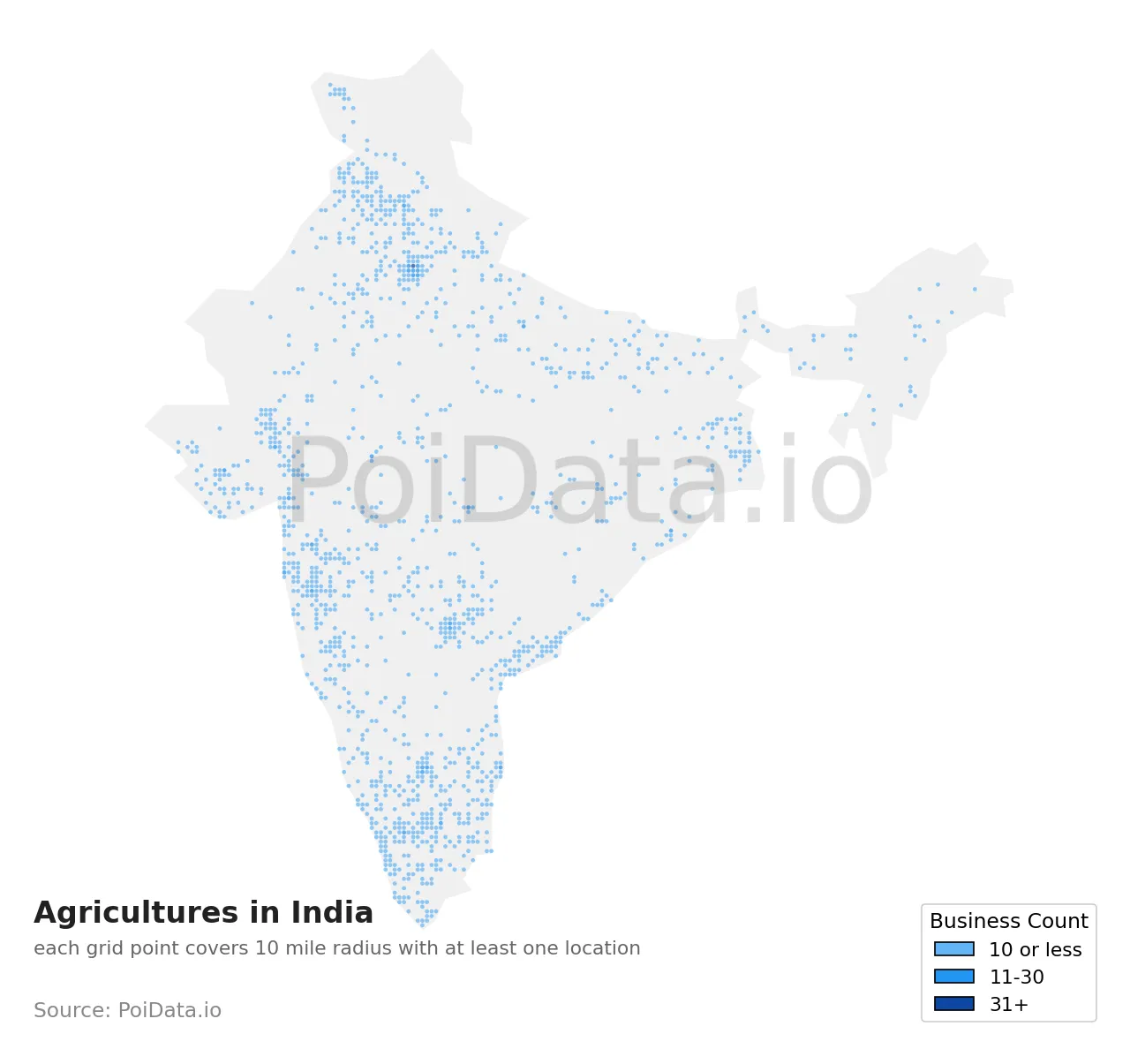 Agriculture density map for India