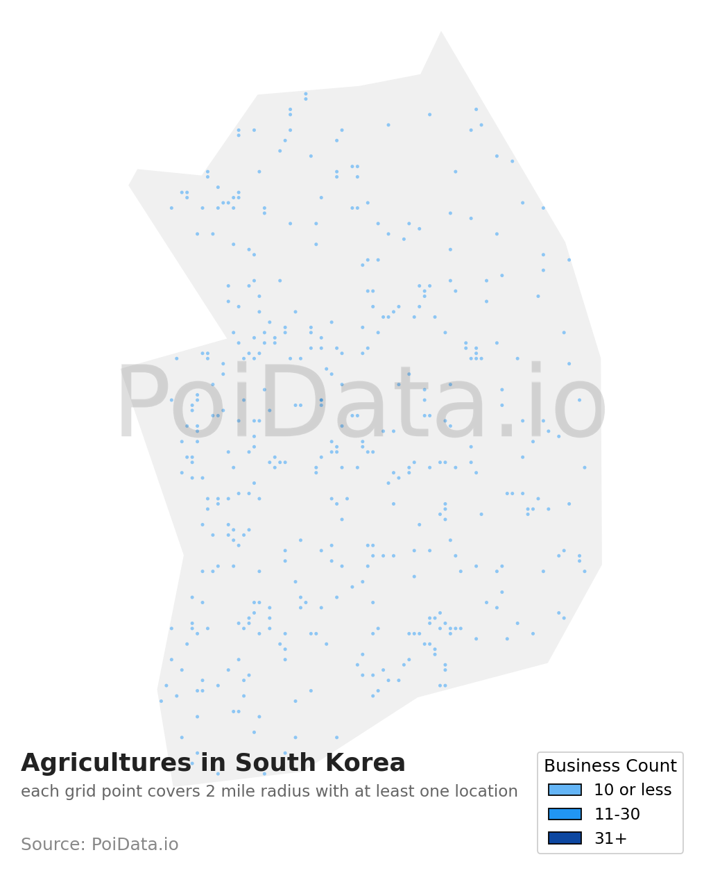 Agriculture density map for South Korea