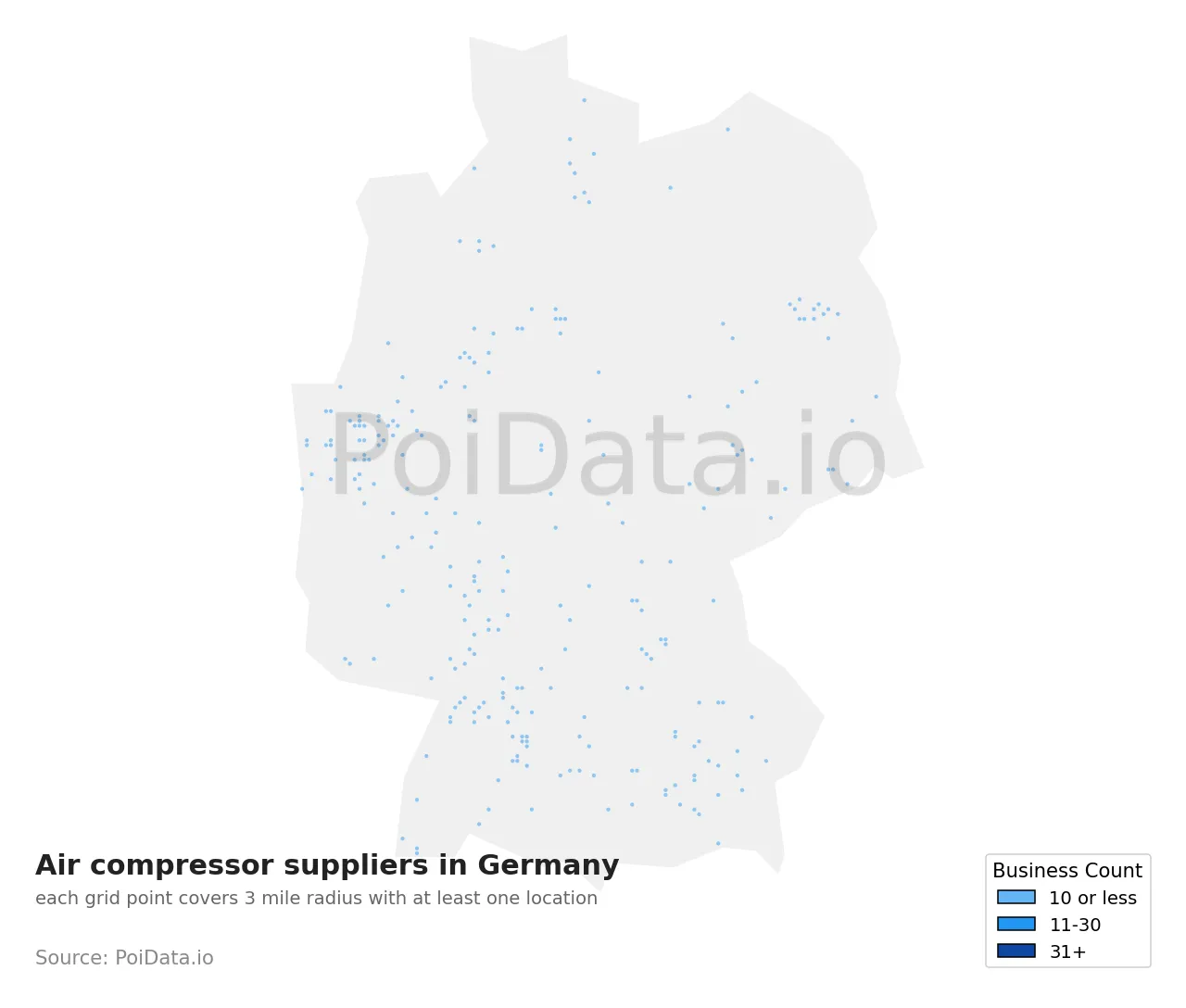 Air compressor supplier density map for Germany