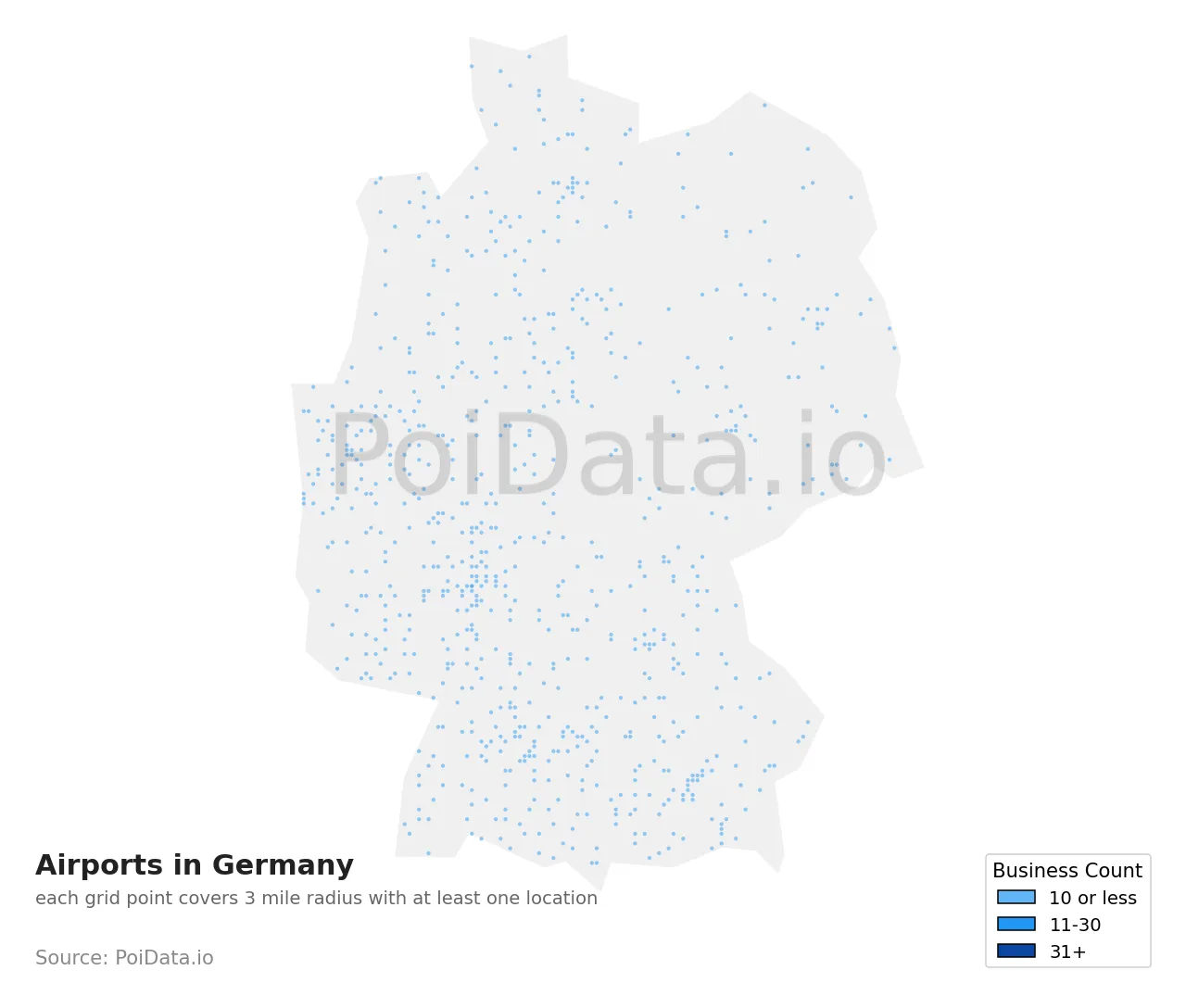 Airport density map for Germany