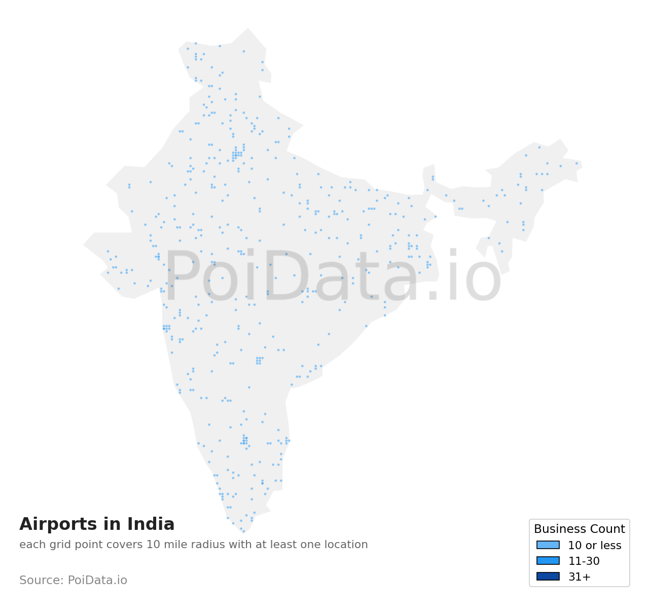 Airport density map for India