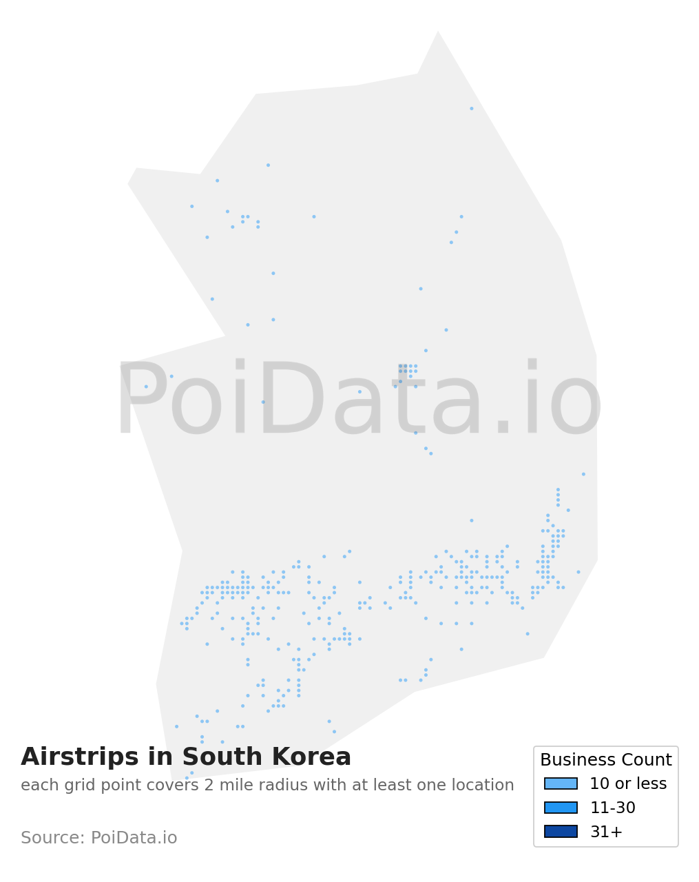 Airstrip density map for South Korea