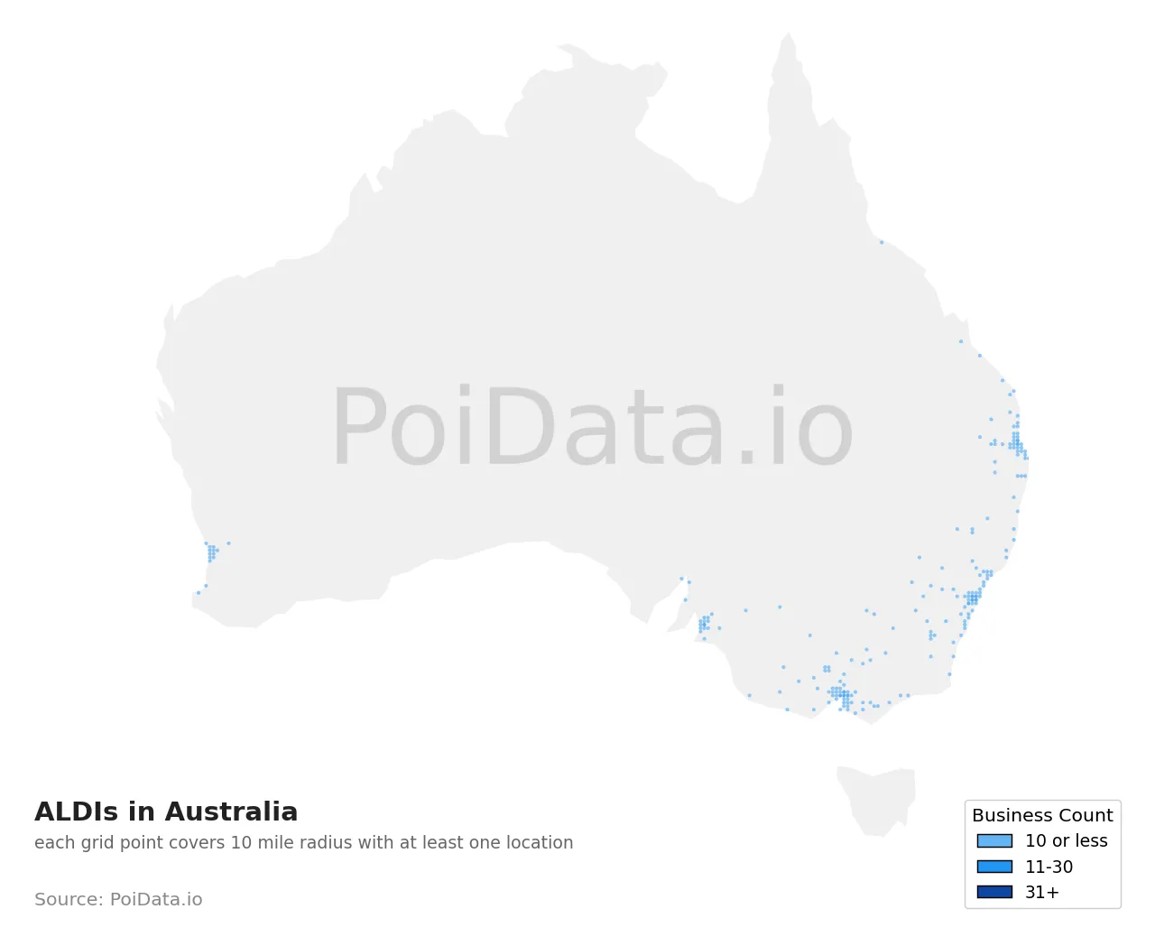 ALDI density map for Australia