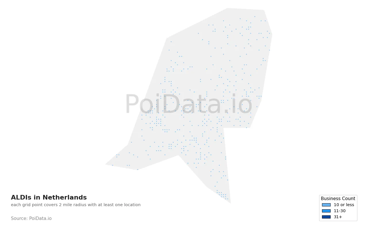 ALDI density map for Netherlands