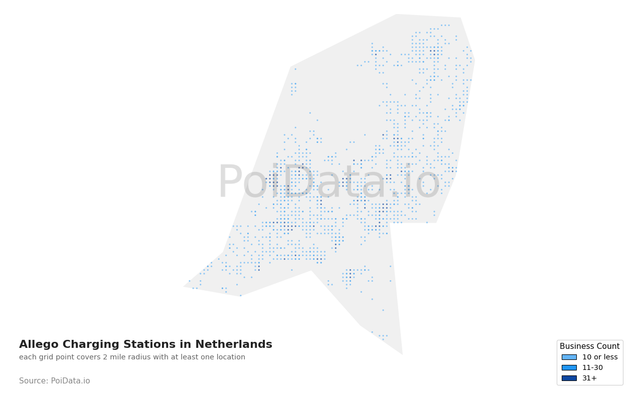 Allego Charging Station density map for Netherlands