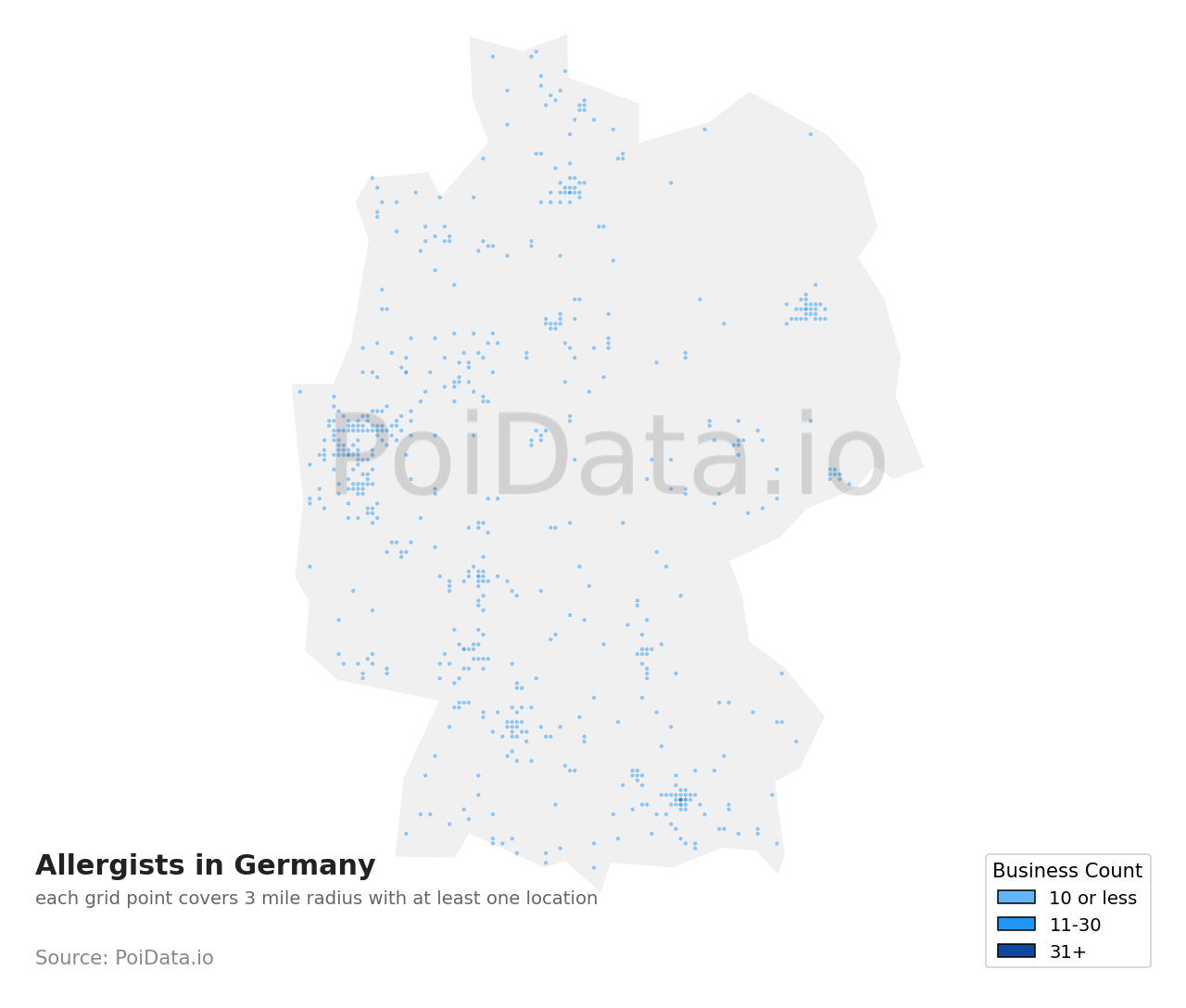 Allergist density map for Germany