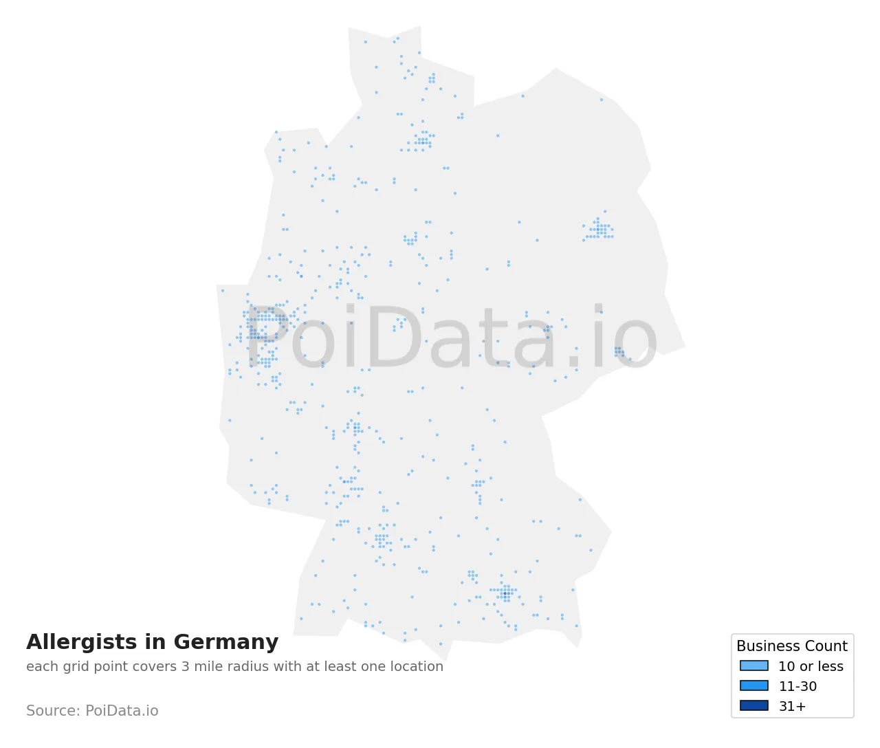 Allergist density map for Germany