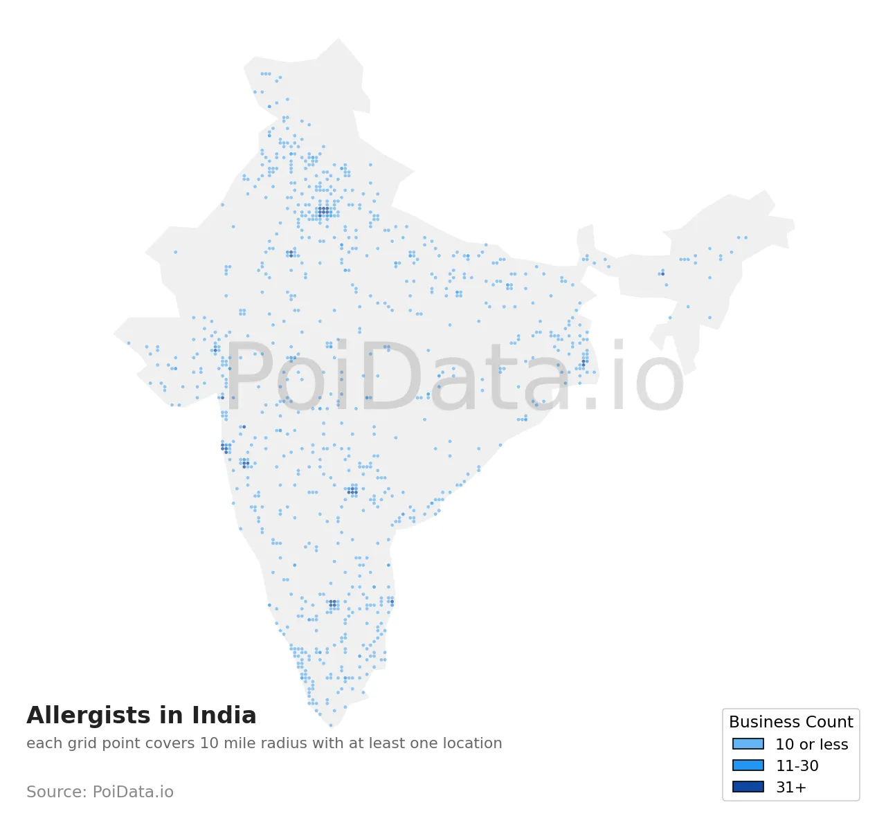 Allergist density map for India