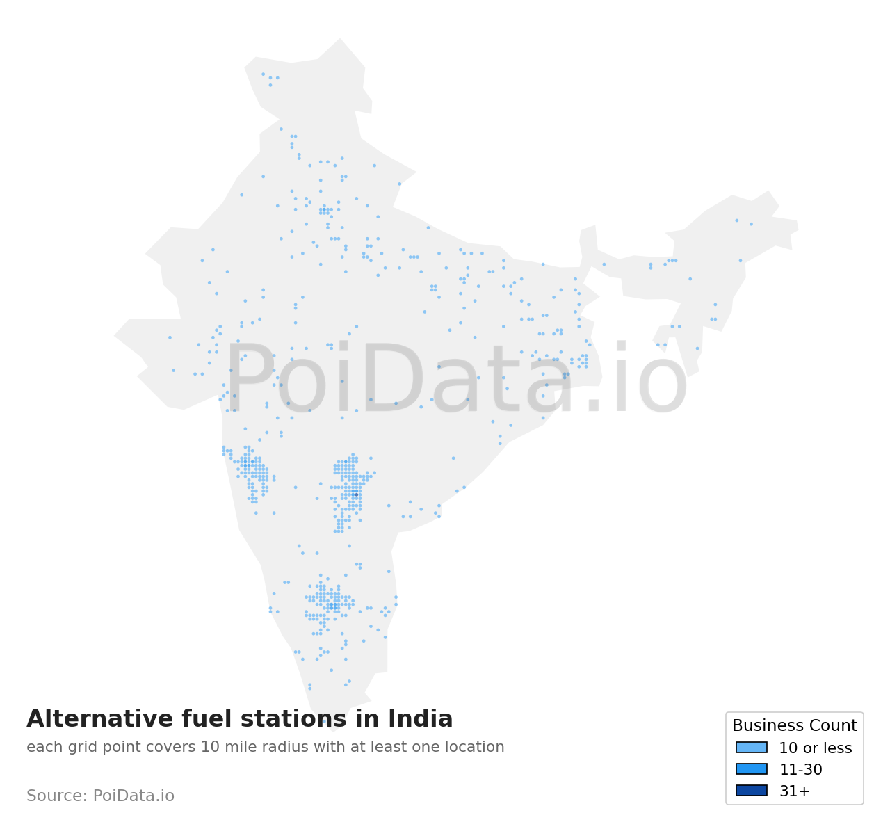 Alternative fuel station density map for India
