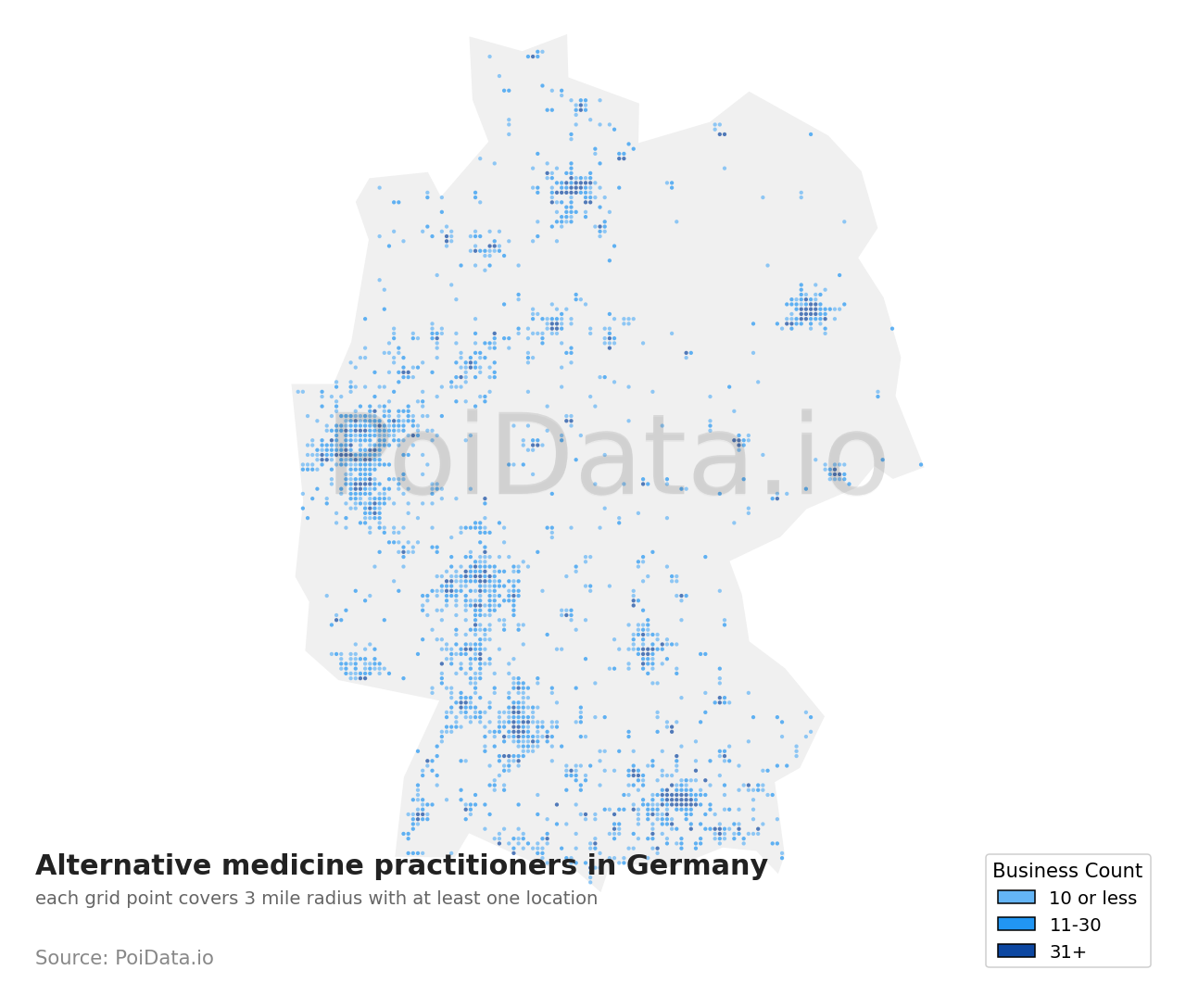 Alternative medicine practitioner density map for Germany